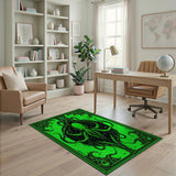 ODIKA Washable Cthulhu Neon Green Gothic Area Rug - Low Pile Non-Slip & Pet Friendly
