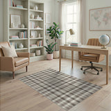 Neutral Plaid Grey Area Rug