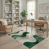 Emerald Wave Abstract Area Rug