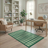 Rustic Farmhouse Rustic Green Plaid Check Area Rug