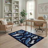 Playful Indigo Whale Ocean Area Rug