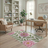 Pink Peony Vintage Pink Peony Floral Area Rug
