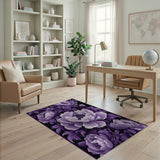 Purple Floral Vintage Purple Peony Floral Area Rug