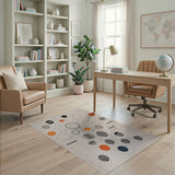 Modern Geometric Circles and Stripes Area Rug