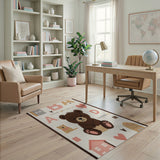 Cute Brown Bear Alphabet Kids Area Rug