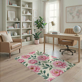 Blush Pink Peony Floral No. 4 Area Rug