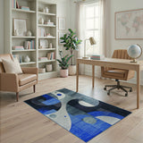 Modern Blue Geometric Abstract Area Rug