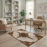 Ornate Brown Floral Persian Medallion Rug