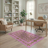 Pink Gold Ornate Persian Area Rug