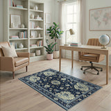 Traditional Persian Navy Blue Persian Floral Area Rug