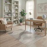 Grey Abstract Wave Area Rug