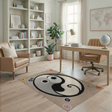 Yin Yang Tribal Area Rug with Colorful Dots
