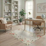 Blush Pink Floral Vintage Washable Area Rug