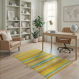 Vibrant Multi-Color Striped Woven Area Rug