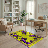 Purple Scorpion Motif Yellow Area Rug