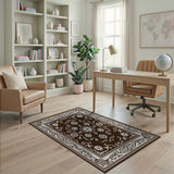 Traditional Persian Brown and Tan Ornate Brown Floral Persian Area Rug
