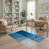 Ombre Blue Grid Geometric Area Rug