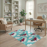 Cartoon Red Airplane Clouds Area Rug