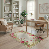 Rose Pink Vintage Pink Rose Floral Area Rug