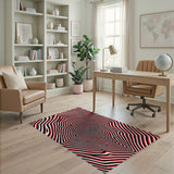 Hypnotic Red Black Swirl Geometric Area Rug