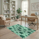 Snowy Christmas Trees Mint Green Area Rug