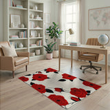 Bold Red Roses Floral Area Rug