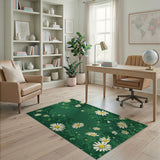 Lush Green Daisy Meadow Rug