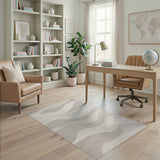 Layered Grey Waves Abstract Area Rug