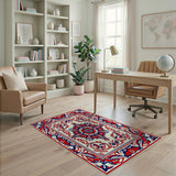 Red Navy Persian Star Medallion Area Rug