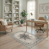 Ornate Floral Mandala Area Rug in Beige