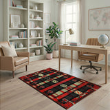 Bold Red Dice Geometric Area Rug