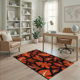 Bold Orange Leaf Abstract Area Rug
