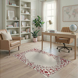 Red Red Floral Vintage Border Area Rug