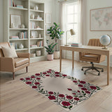 Red Vintage Red Rose Floral Area Rug