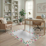 Multi-color and Patterns Pink Floral Border Area Rug