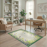 Purple Butterfly Floral Washable Area Rug