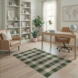 Green Plaid Checkered Rustic Area Rug