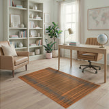 Vibrant Orange Black Geometric Woven Area Rug