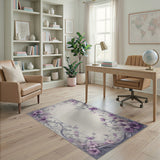 Purple Floral Vintage Washable Area Rug