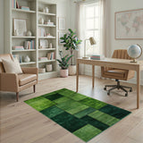 Lush Green Geometric Block Area Rug
