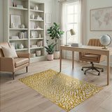 Abstract Gold Zebra Stripe Area Rug