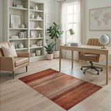 Terracotta Geometric Stripe Area Rug