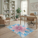 Vibrant Pink Blue Starburst Geometric Area Rug