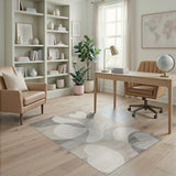 Modern Neutral Abstract Washable Area Rug - Low Pile & Non-Slip