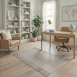 Beige Grey Striped Border Area Rug