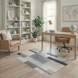 Modern Grey Geometric Textured Rug