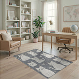 Adorable Grey Kitten Heart Area Rug