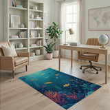 Vibrant Underwater Fish Coral Reef Area Rug