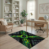 Neon Circuit Grid Geometric Area Rug