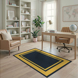 Gold Framed Navy Geometric Area Rug